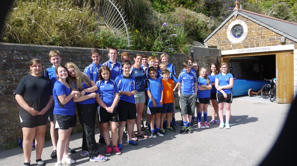 Annie with learner rowers from Liskeard Community School